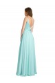 Shop Long V-Neck Chiffon Bridesmaid Dress with Satin Bodice