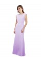 Shop Chiffon Column Bridesmaid Dress with High Round Neckline and Cap Sleeves