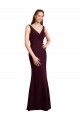 Shop Floor Length Fluted Chiffon Dress with Draped Bodice and V-Neckline