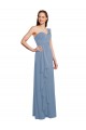 Shop Single Shoulder Strap Long Chiffon Bridesmaid Dress with Cascading Ruffles