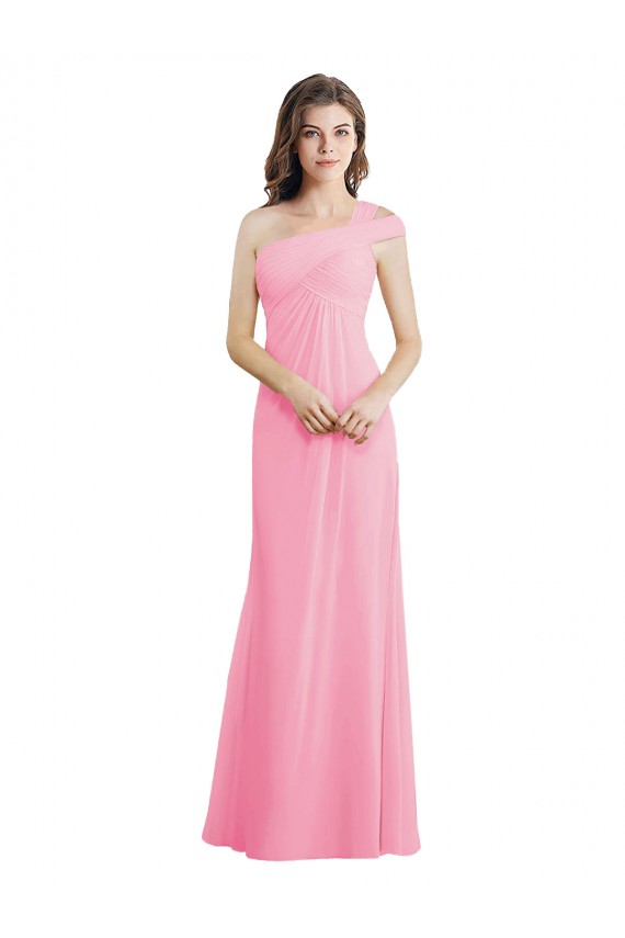 Shop Single Shoulder Chiffon Bridesmaid Dress with Draped Bodice