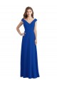 Shop Draped Shoulder V-Neck Long Chiffon Bridesmaid Dress
