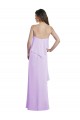 Shop Scoop Neck Long Chiffon Bridesmaid Dress with Cross Over Neckline Flounce