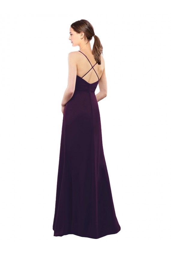 Shop Floor Length A-Line Chiffon Bridesmaid Dress with Criss Cross Back
