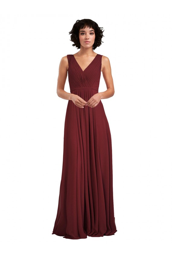 Shop Sleeveless V-Neck Pleated Chiffon Bridesmaid Dress