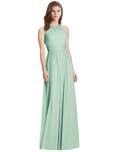 Shop Cutout Open Back Shirred Halter Maxi Bridesmaid Dress