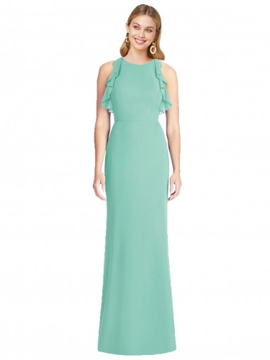 Shop Jewel Neck Mermaid Open Back Chiffon Bridesmaid Dress