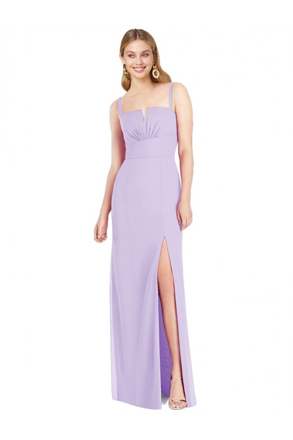 Shop Spaghetti Straps Mermaid Chiffon Bridesmaid Dress with Side Front Slit