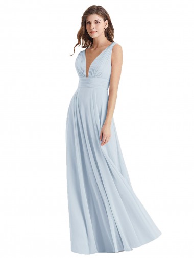 Shop Plunge Deep V-Neckline Low Back Chiffon Bridesmaid Ress