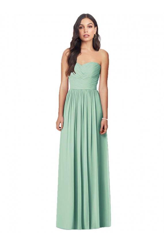 Shop Draped Sweetheart Strapless Long Chiffon Bridesmaid Dress