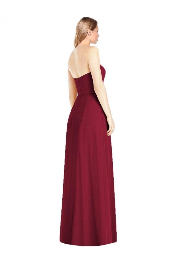 Shop Strapless Notch Chiffon Maxi Bridesmaid Dress
