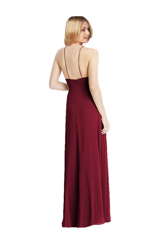 Shop High-Neck Maxi Bridesmaid Dress with Front Slit