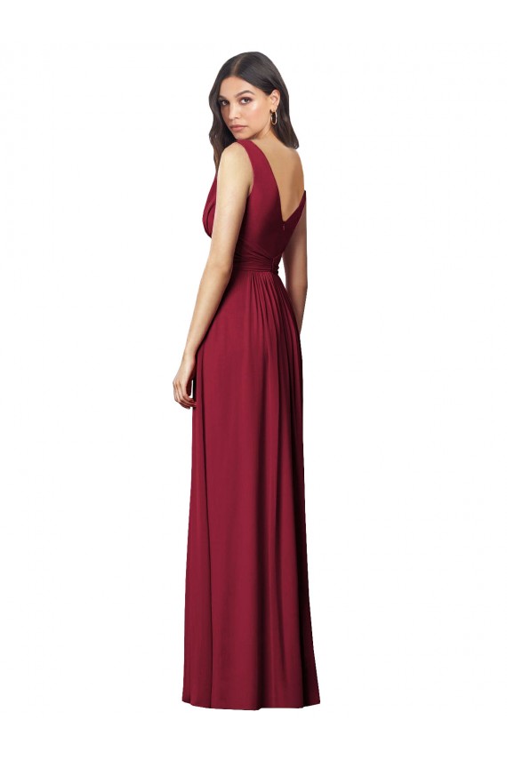 Shop Draped V-Neck Shirred Chiffon Maxi Bridesmaid Dress