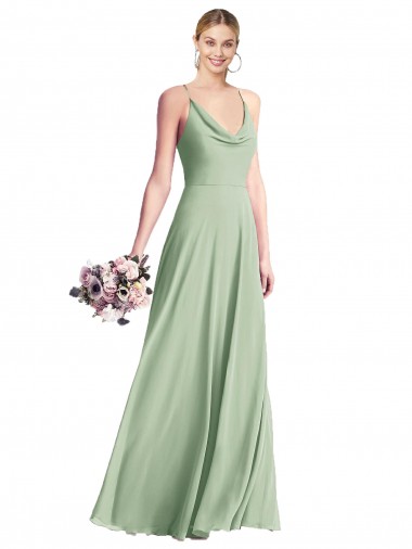 Shop Cowl Neck Criss Cross Back Chiffon Maxi Bridesmaid Dress