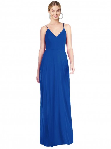 Shop Criss Cross Back A-Line Chiffon Maxi Bridesmaid Dress