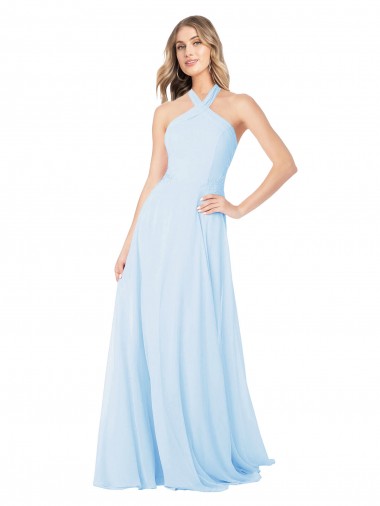 Shop Criss Cross High Neck Halter Chiffon Bridesmaid Dress
