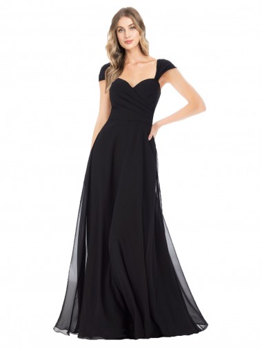 Shop Sweetheart Cap Sleeves Chiffon Bridesmaid Dress