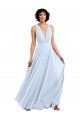 Shop Daring Plunging V-Neck Long Chiffon Bridesmaid Dress with Pleated Bodice