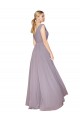 Shop Draped Floor Length High Neck V-Back Chiffon Bridesmaid Dress / Formal Prom Dress with Shirred Bodice