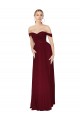 Shop Shirred Sweetheat Neckline Off the Shoulder Long Chiffon Bridesmaid Dress / Formal Prom Dress