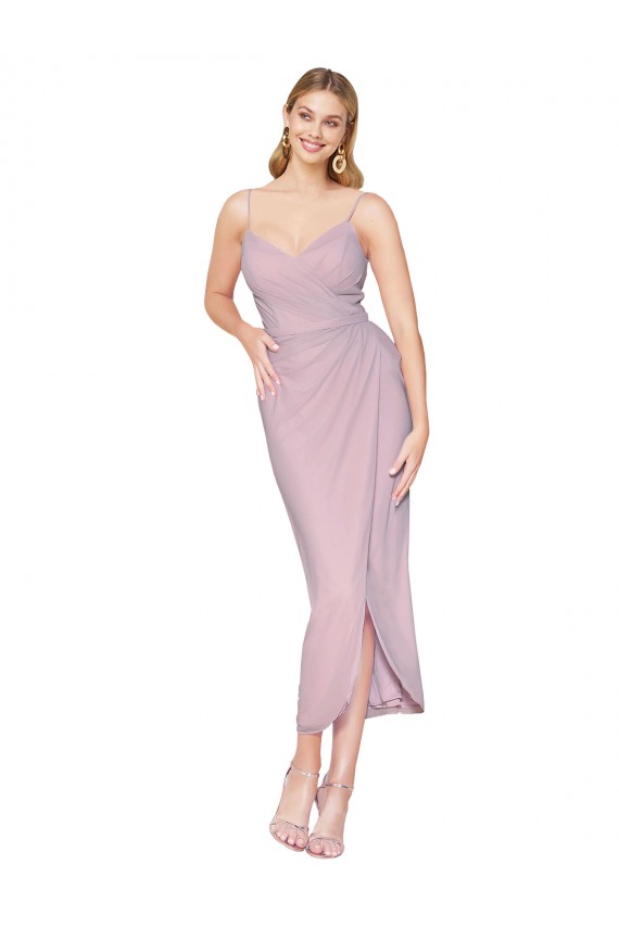 Shop Short Knee Length Chiffon Wrap Bridesmaid Dress / Cocktail Prom Dress with Straps