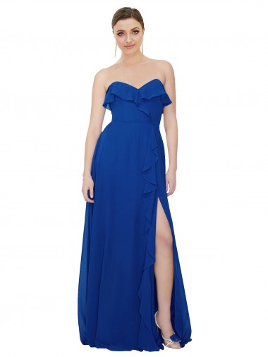 Shop Ruffled Chiffon Strapless Bridesmaid Dress