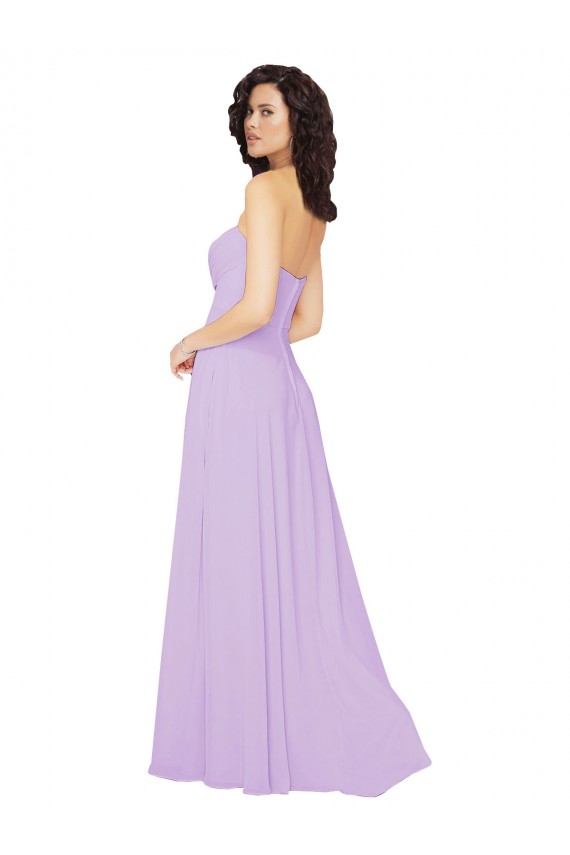 Shop Draped Sweetheart Long Chiffon Bridesmaid Dress with Front Slit