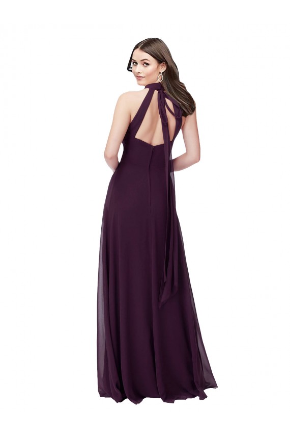 Shop Chiffon High-Halter Bridesmaids Dress with Keyhole Back