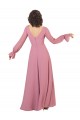 Shop Long Sleeve Chiffon Bridesmaid Dress with Bow Detail