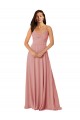 Shop Twist-Knot V-Neck Long Chiffon Bridesmaid Dress with Pockets