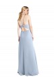 Shop Halter Neck Long Chiffon Bridesmaid Dress with Strappy Back and Daring Side Slit