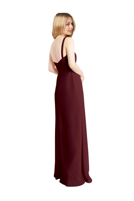 Shop Square Neckline Soft A-Line Chiffon Bridesmaid Dress with Side Slit