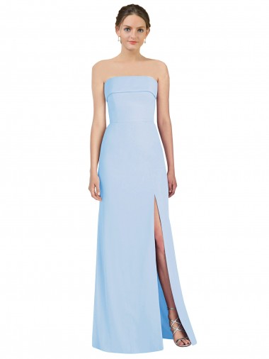 Shop Strapless Trumpet Chiffon Formal Bridesmaid Dress with Thigh high Slit