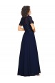 Shop Short Sleeves A-Line Long Chiffon Bridesmaid Dress / Prom Dress with Beaded Bodice