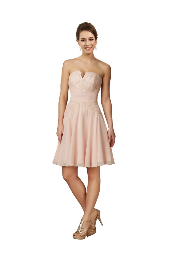 Shop Lace and Chiffon Bridesmaid Dress / Cocktail Dress with Unique Neckline
