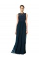 Shop Long Chiffon Bridesmaid Dress with Lace Sleeveless Bodice and Keyhole Back