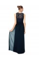 Shop Long Chiffon Bridesmaid Dress with Lace Sleeveless Bodice and Keyhole Back