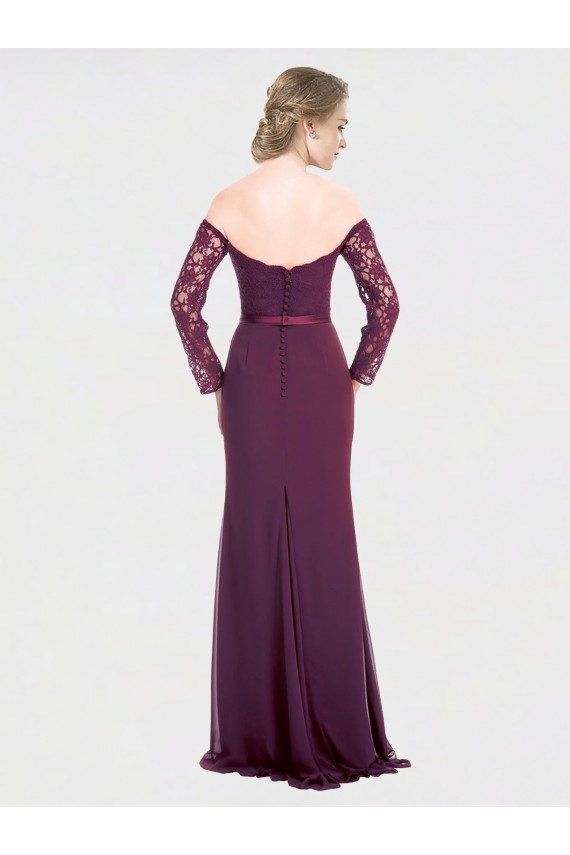 Shop Full Length Long Bridesmaid Dress with Lace Off The Shoulder Bodice