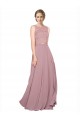 Shop Long A-Line Chiffon Bridesmaid Dress / Prom Dress with Sleeveless Lace Crop Top