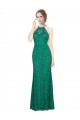 Shop High Illusion Halter Neck Long Lace Bridesmaid Dress / Prom Dress