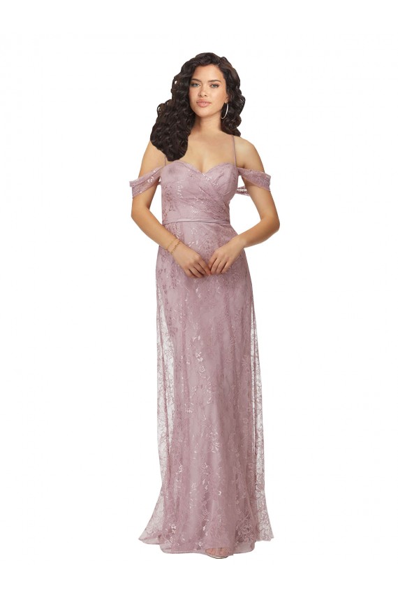 Shop Sweetheart Chantilly Lace Bridesmaid Dress with Off the Shoulder Sleeves