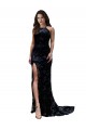 Shop Formal High Neckline Lace Open Back Bridesmaid Dress / Prom Dress with High Slit