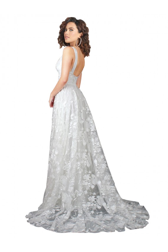 Shop Plunging V-Neckline Wedding Dress with Slit