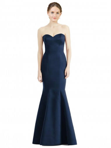 Shop Long Mermaid Full Length Strapless Satin Bridesmaid Dress