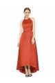 Shop Full Length Halter Satin Bridesmaid Dress with Hi-Low Hem Detail