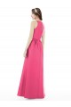 Shop Jewel Neck Keyhole Back Sleek Long Satin Bridesmaid Dress