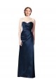 Shop Faux Wrap A-Line Long Satin Bridesmaid Dress with Draped Bodice
