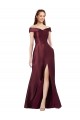 Shop Long Off the Shoulder Formal Satin Bridesmaid Dress / Prom Dress with Thigh-high Slit