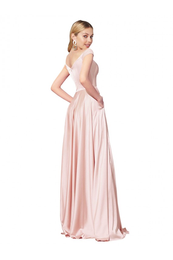 Shop A-Line Off the Shoulder Sweetheart Formal Satin Bridesmaid Dress / Prom Dress