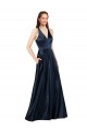 Shop Long Formal Satin Bridesmaid Gown with Halter Neckline